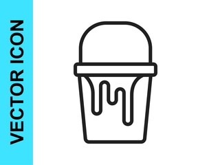 Black line Paint bucket icon isolated on white background. Vector