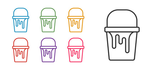 Set line Paint bucket icon isolated on white background. Set icons colorful. Vector