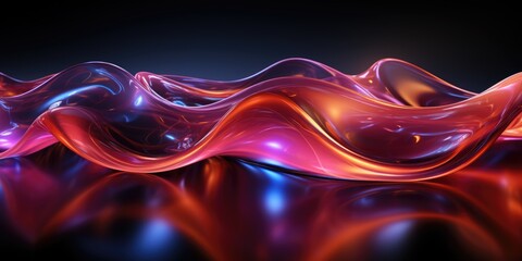Naklejka premium Abstract fluid 3d futuristic Background with neon glowing wave. Generative AI