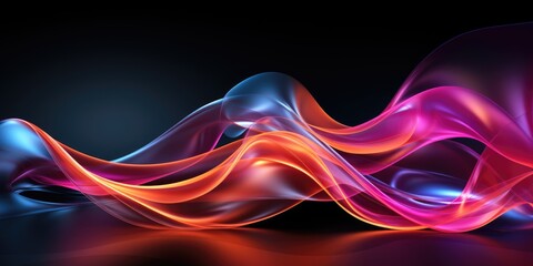Fototapeta premium Abstract fluid 3d futuristic Background with neon glowing wave. Generative AI