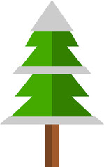 Green pine tree with snow winter doodle icon PNG