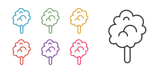 Set line Cotton candy icon isolated on white background. Set icons colorful. Vector