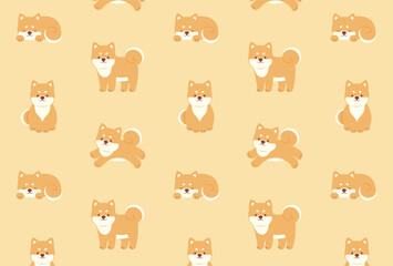 seamless pattern with a set of shiba dogs for banners, cards, flyers, social media wallpapers, etc.