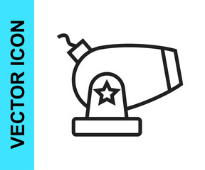 Black line Cannon icon isolated on white background. Vector