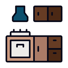 kitchen cabinet filled line icon