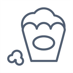 Popcorn line icon. Pop corn, bucket, box. Cinema concept. Vector illustration can be used for watching movie, takeaway food, snack