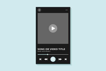 Podcast music, video, audio player mockup vector design interface. Frame podcast design template mockup