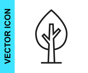 Black line Tree icon isolated on white background. Forest symbol. Vector