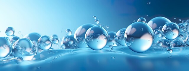 Abstract light blue small bubbles background，Simple long picture background with water drop pattern