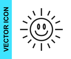 Black line Sun icon isolated on white background. Vector