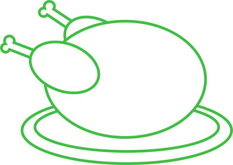 Digital png illustration of turkey on platter on transparent background