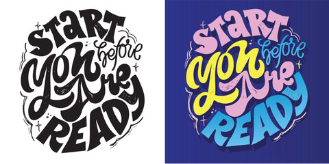 Set with Handwritten lettering quotes. Hand drawn unique typography design element for greeting cards, decoration, prints and posters.