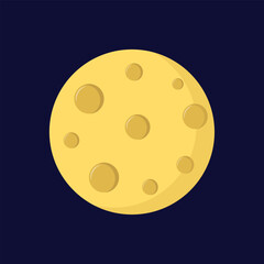 Moon in flat dasign style. Night space astronomy and nature moon icon