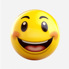 Fototapeta premium Smiling emoticon on a yellow background. 3d illustration
