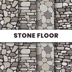 Seabed Seamless pattern realistic stone floor texture stonewall background Vector illustration