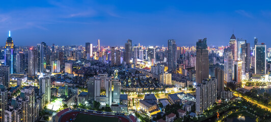 Fototapeta na wymiar Aerial photography of night scenes in Wuhan, Hubei Province