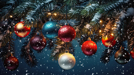 Obraz na płótnie Canvas Christmas decorations on the holiday tree.
