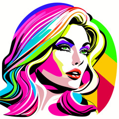 Beautiful girl with colorful hair. Vector illustration for your design.