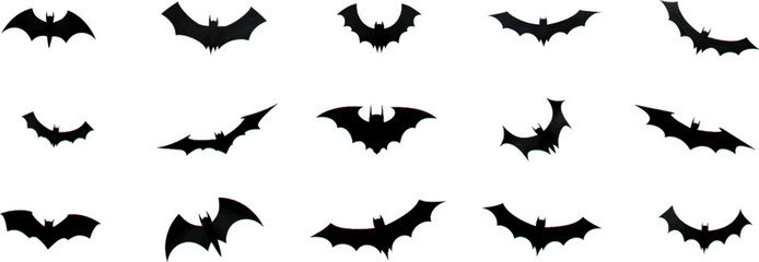 Set of Halloween bats on a white background, generative ai