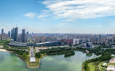 Fototapeta na wymiar Aerial photo of a large panoramic view of the city of Hefei, Anhui.. .