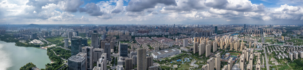 Naklejka na ściany i meble Aerial photo of a large panoramic view of the city of Hefei, Anhui.. .
