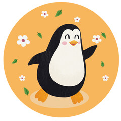 The happy penguins in the garden