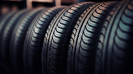 close-up car tires shop collection - obrazy, fototapety, plakaty