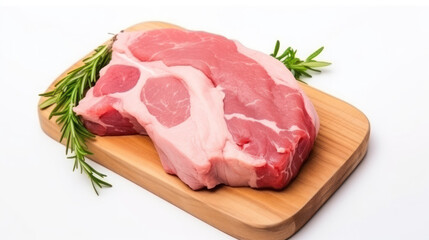 Fresh pork on the wooden on white isolated background