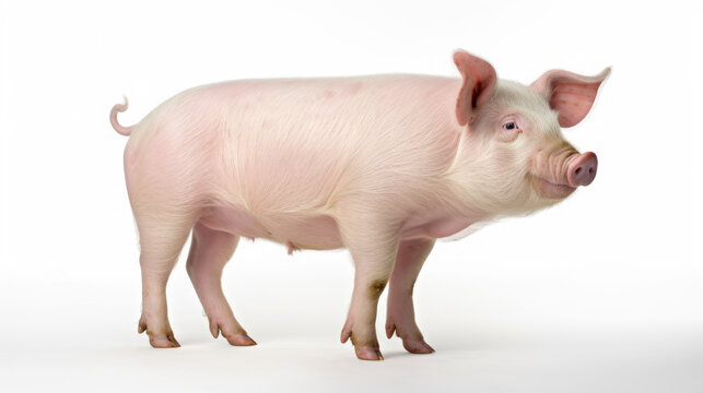Pig on the white isolated background