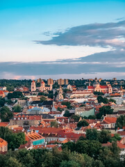 Vilnius, Lithuania - 07 30 2023: General view of Vilnius Old Town