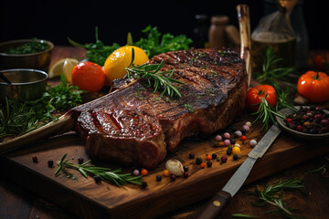 Tomahawk steak close-up