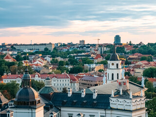Fototapeta na wymiar Vilnius, Lithuania - 07 30 2023: General view of Vilnius Old Town