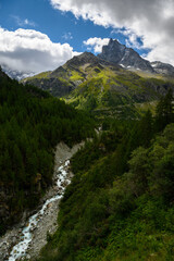 Fototapeta na wymiar peak of Le Besso with Navisence in Val d'Anniviers in Valais