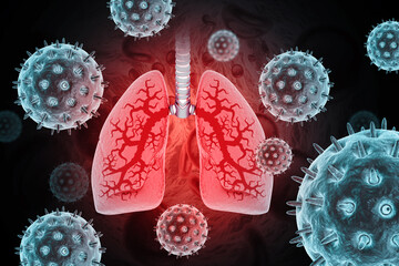 Viral respiratory infection (VRI). Epidemic and pandemic viral infection. 3d illustration