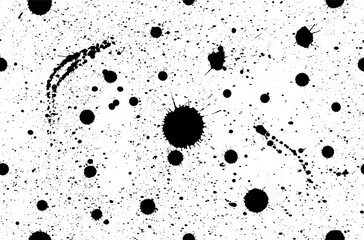 Ink splashes seamless pattern. Black and white spray texture
Grunge blots background.