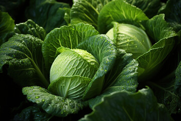 Ripe cabbage in the field
