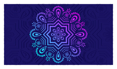 a colorful mandala background with a circular pattern in blue and purple