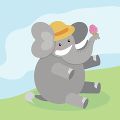 elephant with an Ice cream  Vector image or clip art