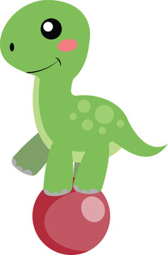 dinosaur standing on ball cartoon Vector image