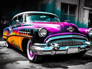 Fototapeten Color Splash of a Old School Vintage Car  © Hotte Pics