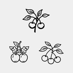 vector hand drawn illustration of cherry tree