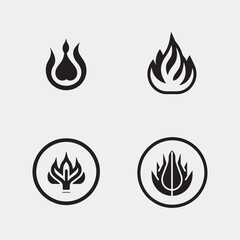fire flame icon set, flat design