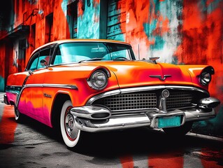 Color Splash Old Car - Retro