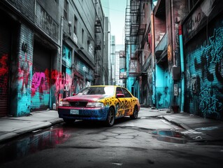 Color Splash of City Taxi