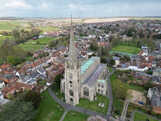 St Marys Church Saffron Walden Essex UK drone Aerial