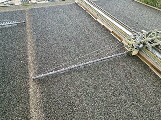 Fototapeta premium Filter beds Water treatment plant Saffron Walden Essex UK aerial view