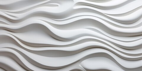 White seamless texture. Wavy background. Interior wall decoration. White background of abstract waves, generative ai