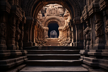 Fototapeta na wymiar awe-inspiring photo of an ancient temple's architectural details, capturing the sense of reverence and history at a sacred site 