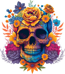 skull with flowers