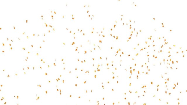 pluie de confettis dorés lancée à partir d'un canon tombant lentement - canal alpha séparé - rendu 4k 3D	
